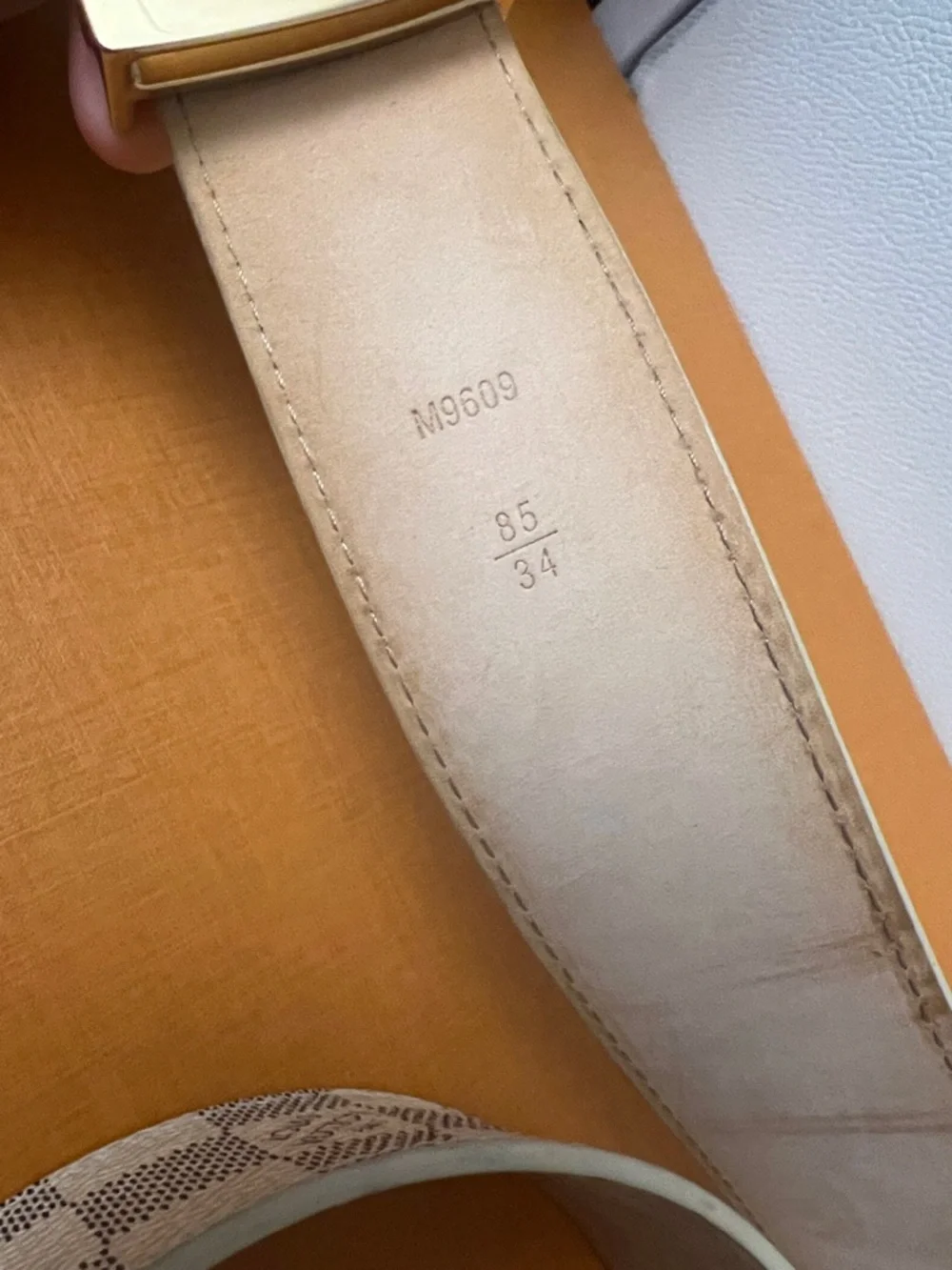Louis Vuitton Damier Azur LV Initiales Canvas Belt with Gold LV Buckle
